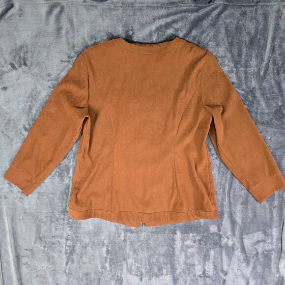 Ashley Stewart Faux Suede Jacket | Brown Zip-Up | Women's 16 | Vintage Style - Picture 11 of 13